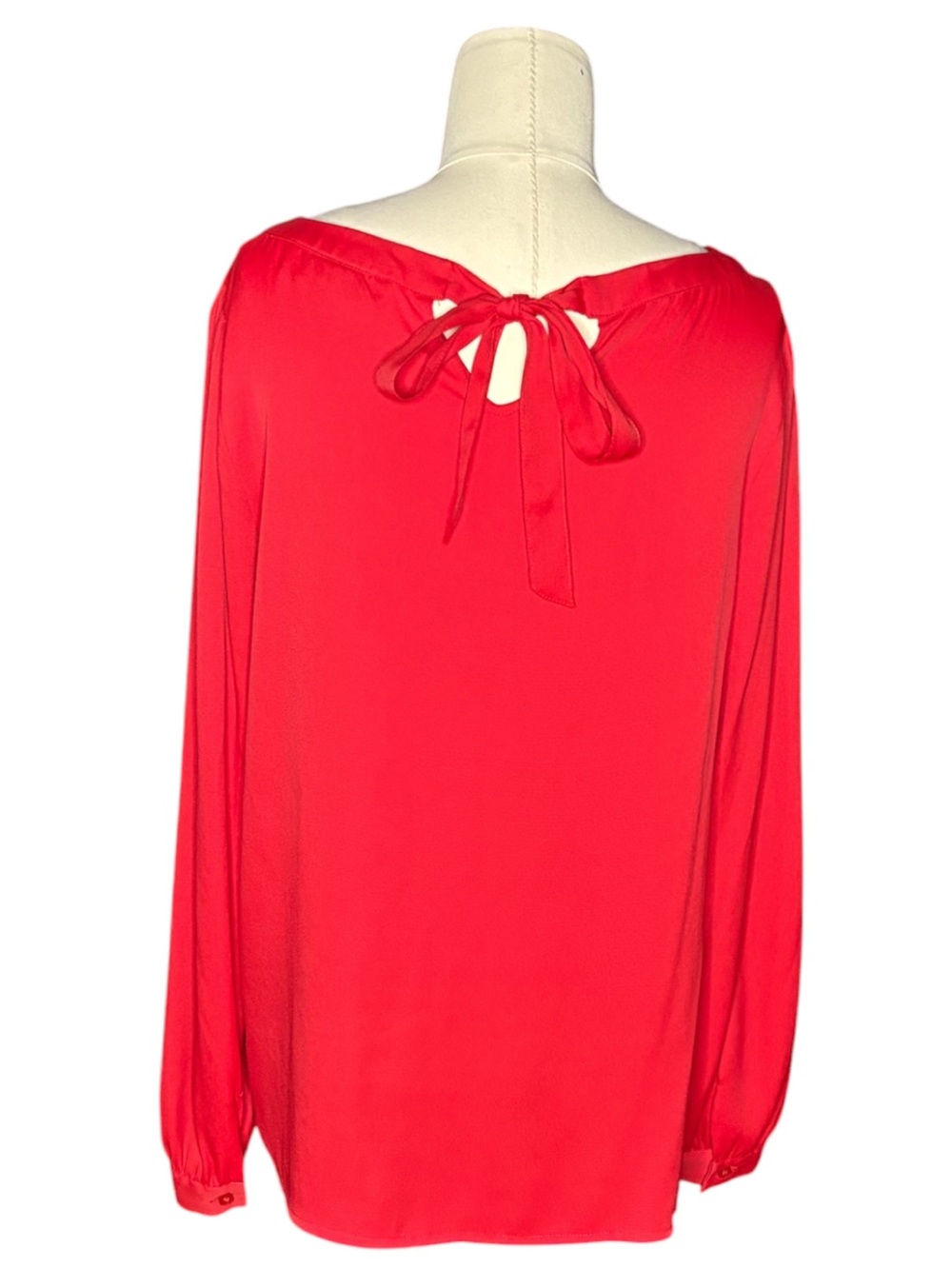 LOFT Red Long Sleeve Tie Back Blouse - Picture 3 of 5